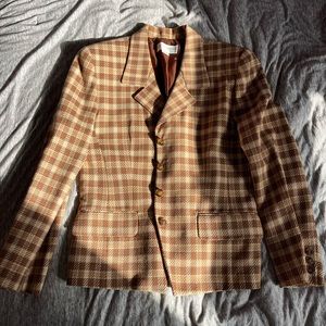 Tan plaid womens blazer